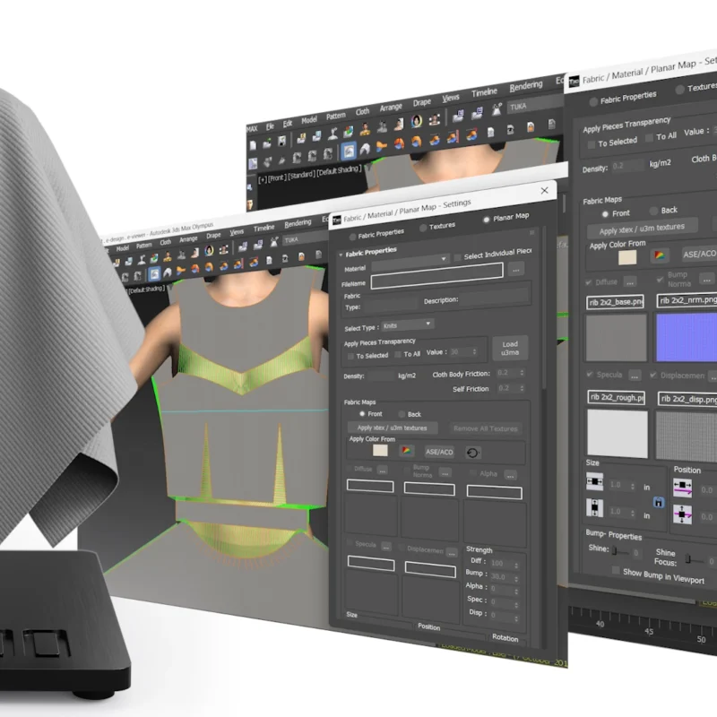 Users may choose and download from an abundant selection of different fabric types, import the fabric into TUKA3D, and apply the fabric to the TUKA 3D products, enhancing and speeding up the entire process while requiring fewer steps and resources. Users can filter the library by fabric type, construction, and weight to quickly find a match.