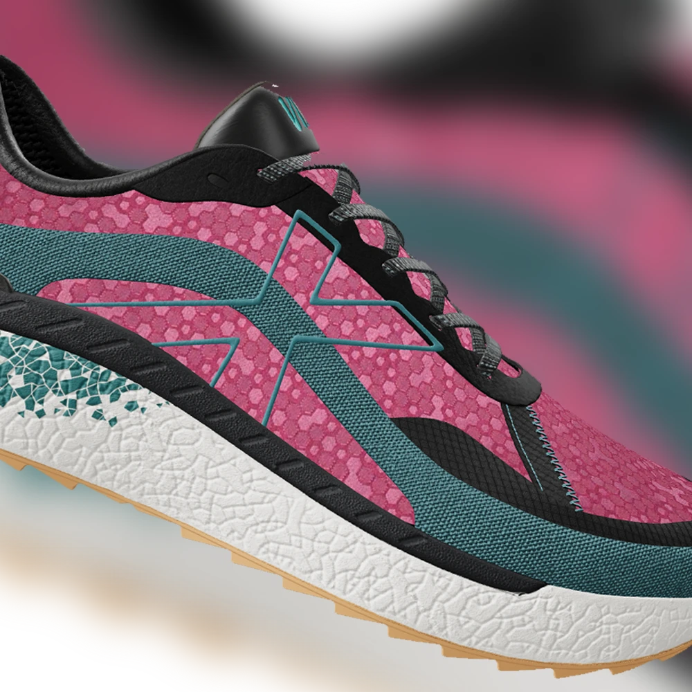 Shoe with pink fabric